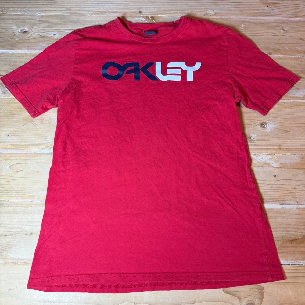 Oakley Mens Graphic T-Shirt Red Short Sleeve Regular Fit Logo Crewneck Size M